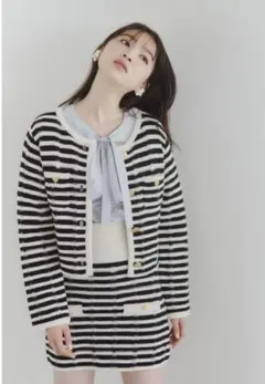 スナイデル　ツイードライクニットジャケット　スカート　セットアップ