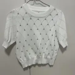 レディース 半袖 ニット 韓国系 ガーリー スナ系 トップス