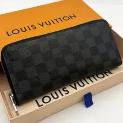 【美品】ルイヴィトン ダミエ グラフィット ヴェルティカル ノワール 長財布