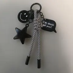 じゃらじゃらキーホルダー ミニチャーム パラコード 星 ブラック ニコちゃん