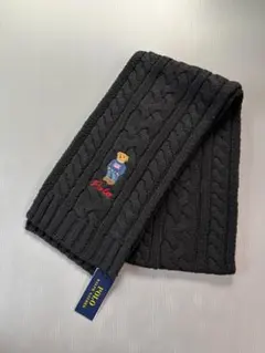 2025定番ベア新品タグ付きラルフローレンポロベアマフラーケーブルニットブラック