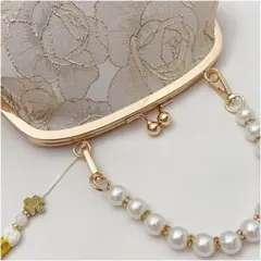 SALE★がま口 パーティーバッグ 刺繍 ポーチ パール 和装 ドレス 結婚式