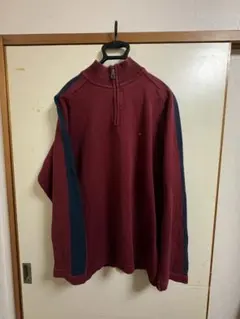TOMMY HILFIGER ワインレッド ハーフジップ トレーナー XL