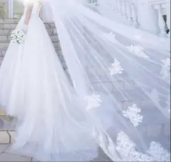 ホワイト レース ウェディングベール 3 メートル