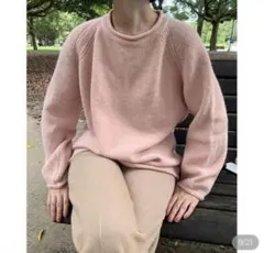 nugu plainラグランニットピンク