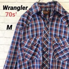 70s' USA製 Wrangler ラングラー チェック柄 ウエスタンシャツ
