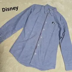 極美品　 ミッキーマウス　刺繍 　長袖シャツ 水色　Sサイズ