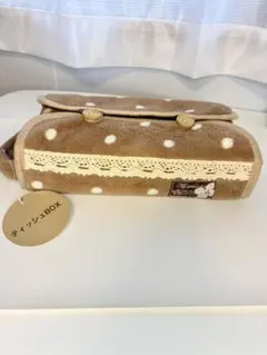 ドット柄 ティッシュBOXカバー ベージュ　新品、未使用のサムネイル