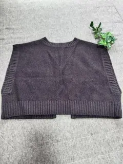 ショート丈ベスト ベスト 黒 ブラック