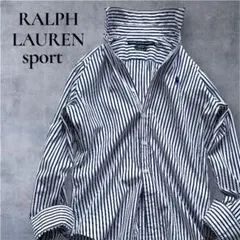 RALPH LAUREN sport シャツ　ストライプ　ブルー　ポニー刺繍　春