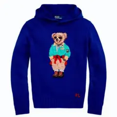 Ralph Lauren ポロベア フーデッド セーター ニットパーカー ブルーのサムネイル