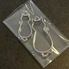 【2点セット】猫モチーフ レジン枠（空枠）シルバー