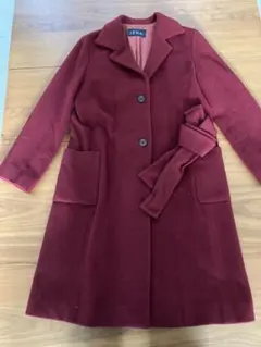 美品　IÉNA バーガンディ チェスターコート ウエストベルト付き