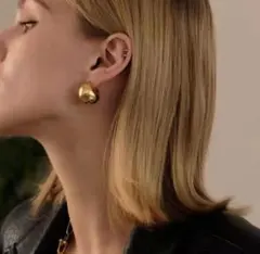 期間限定値下げ！ステンレス ぽってりフープピアス　ゴールド