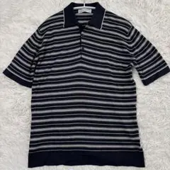 極美品　ジョンスメドレー　シーアイランドコットン　メンズ　黒　ポロシャツ　M ジョンスメドレー M ポロシャツ 黒 灰 ブラック シーアイランド