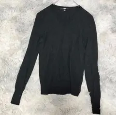 【UNIQLO】ニット (S) Vネック ウール100% 無地 長袖トップス