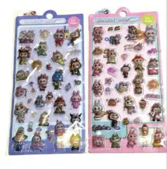 ボンボンドロップシール　3D 立体　ぷくぷくシール　　ラブブ　2枚