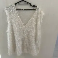 未使用ammy × Lutique フェザーベスト　しまむら　白　L