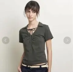 フロントリボンショートスリーブTシャツ カーキのサムネイル