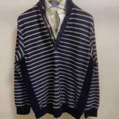 ikka ネイビー/ホワイトストライプ 長袖カットソー