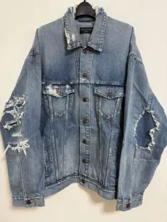 【正規品】BALENCIAGA バレンシアガ ダメージ加工 デニムジャケットのサムネイル