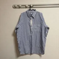 新品ユニクロ/UNIQLO EFCブロードプルオーバーストライプシャツブルー