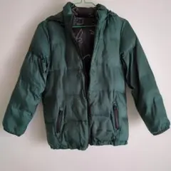 BeBe/ベベ 140 フード付中綿コート ダークグリーン/星座柄リバーシブル