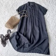 美品 群言堂 根々 ネネ 石見銀山 麻混 リネン綿 チェックワンピースゆったり 美品 群言堂 根々 ネネ 石見銀山 麻混 リネン綿 チェックワンピース