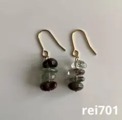 No.118 シンプル　天然石ガーデンクオーツ　ピアス　イヤリング