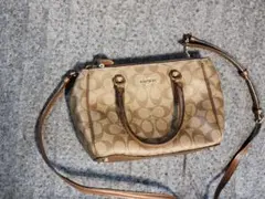 コーチ ミニクリスティ キャリーオール シグネチャー 2WAY ショルダーバッグ