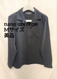 【M/美品】nano universe オープンカラーシャツ 長袖 ブラックのサムネイル