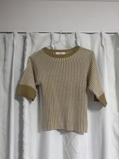 【美品】SM2/Samansa Mos2 リブニット五分袖カットソーのサムネイル