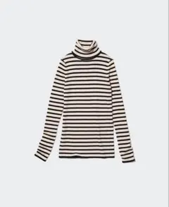 【美品】UNIQLO メリノリブタートルネックセーター M