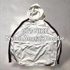 00s NIKEナイロンジャケットアノラック刺繍ロゴ背面ロゴドローコードY2K
