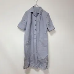 オーソガージュ【M〜L】半袖シャツワンピース/ストライプ柄 綿 絹 日本製