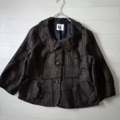 상태좋음 センソユニコ t.b 千鳥風ジャガードウールジャケット 38 コクーン袖