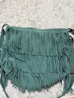 牛革 本革 フリンジ ショルダーバッグ グリーン goa