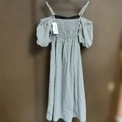 【新品】ギンガムチェック オフショル キャミワンピース M レディース