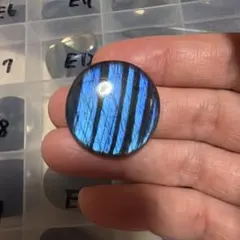 e7 円形　ブルーラブラドライト　カボション　両面研磨