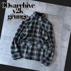 00s ombre check cotton jacket y2k ドローコード - メルカリ