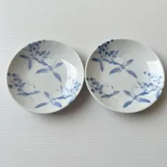 新品　平皿　藍染　シマエナガ　2枚　10cmのサムネイル