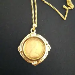 エリザベス2世 カットアウト ペンダントトップ ネックレスK18GF 美品 エリザベス2世 カットアウト ペンダントトップコイン ネックレスK18GF