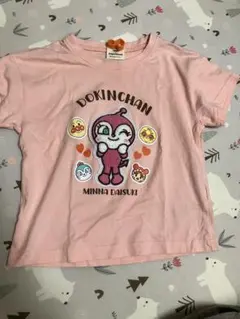 アンパンマンドキンちゃん サガラ刺繍Tシャツ ピンク　サイズ100 記名ありのサムネイル
