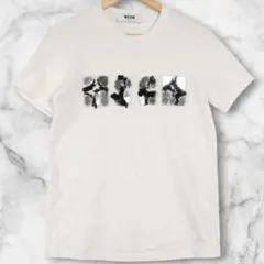 輝くロゴが映える MSGM スパンコール Tシャツ 白 S 高級感 綿100%のサムネイル