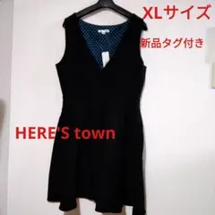 HERE'S town　新品タグ付き/ノースリーブワンピ/ブラック/XLサイズ