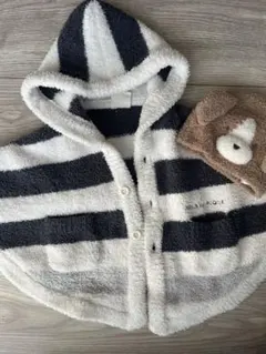 ストライプフリースポンチョ ジェラートピケ　ベビー　帽子
