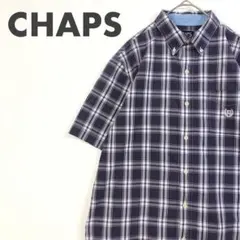 2125 チャップス　ラルフローレン　刺繍　ロゴ　チェック　半袖 シャツ　紫