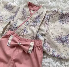 ひなまつり　お祝い　ベビー　袴　ハンドメイド　かすみ草×くすみピンク