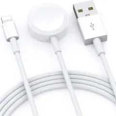 マグネット式充電ケーブル 2in1 アップルウォッチ 充電器 １m 白 同時充電