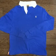 POLO Ralph Lauren ラガーシャツ 長袖 ブルー 刺繍ロゴ SM